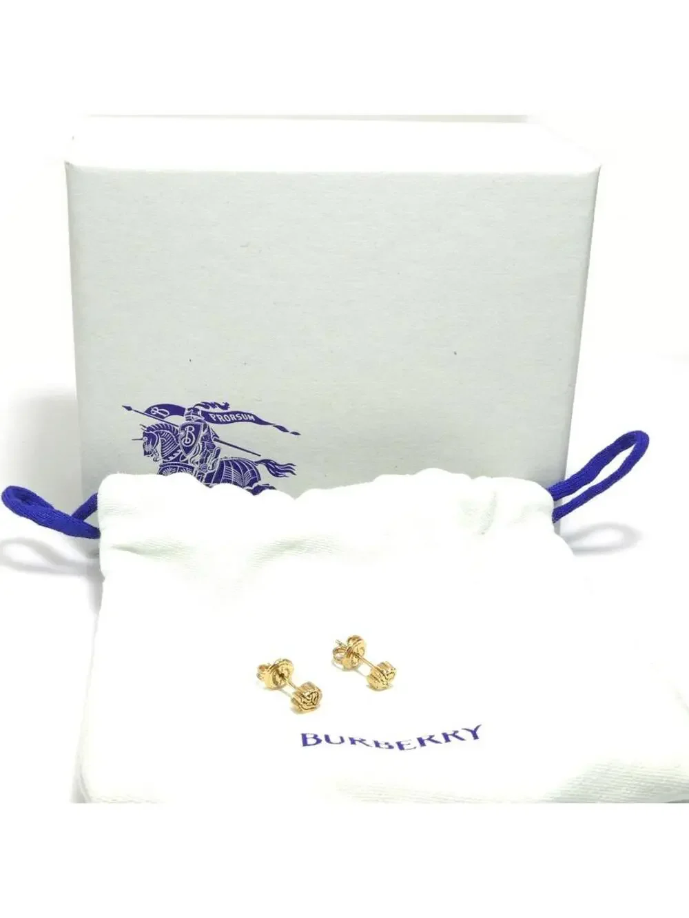 Auth Burberry Pierce Earrings Gold #302615B17B